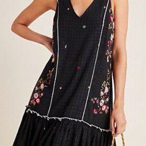 Seen Worn Kept Black dress with embroidered flowers size M